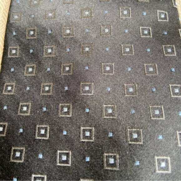 Vtg Murano Men's Black Geometric Square Tie - Picture 4 of 5